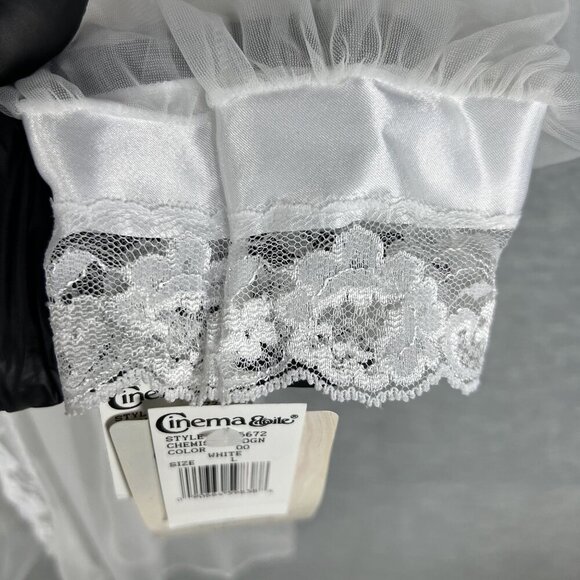 NWT Cinema Etoile Women L White Chiffon Robe Satin Babydoll Chemise Peignoir Set - Picture 9 of 16